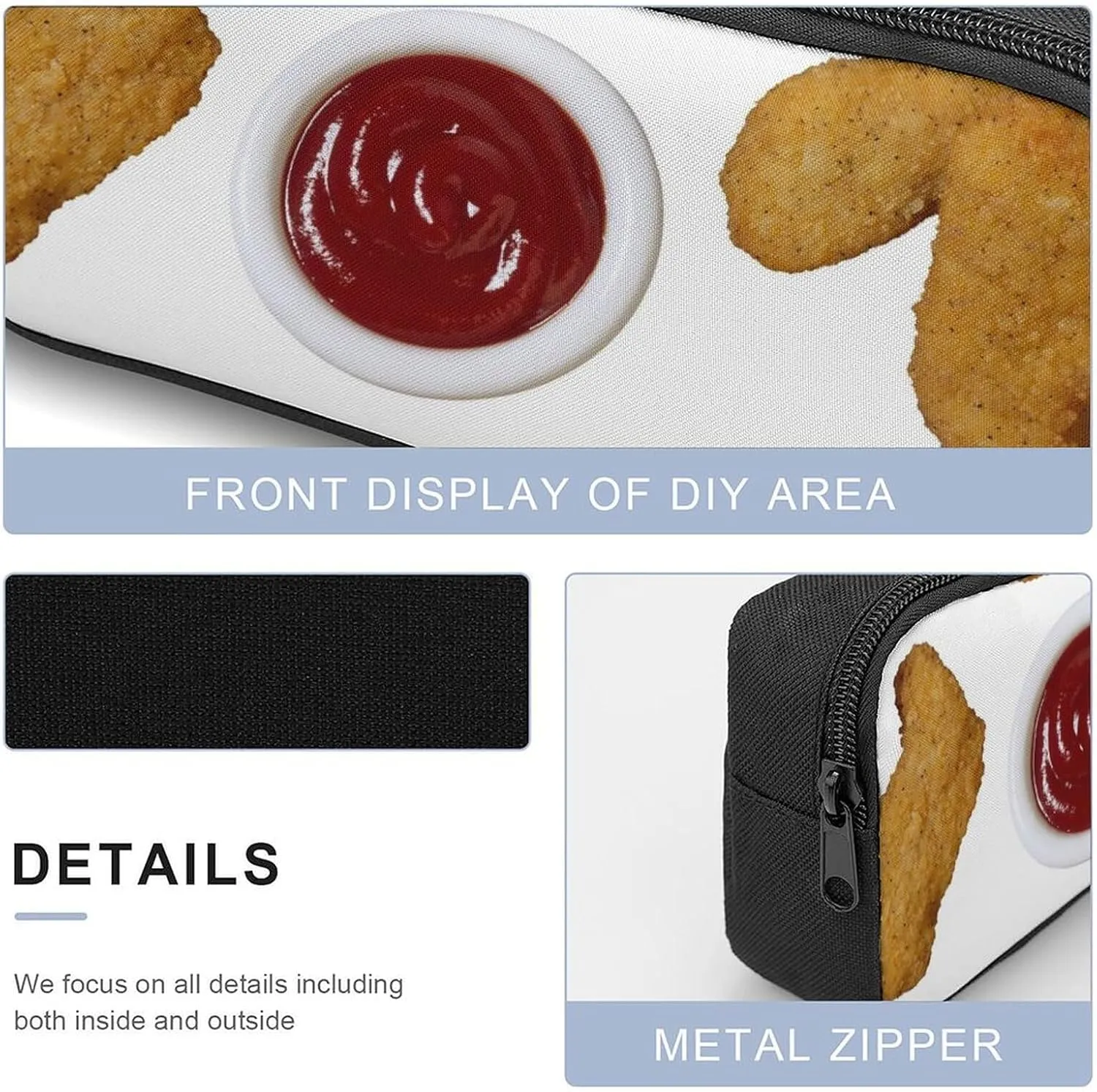 Fried Chicken Nuggets Shoulder Backpack Diagonal Lunch Bag Pencil Case Set
