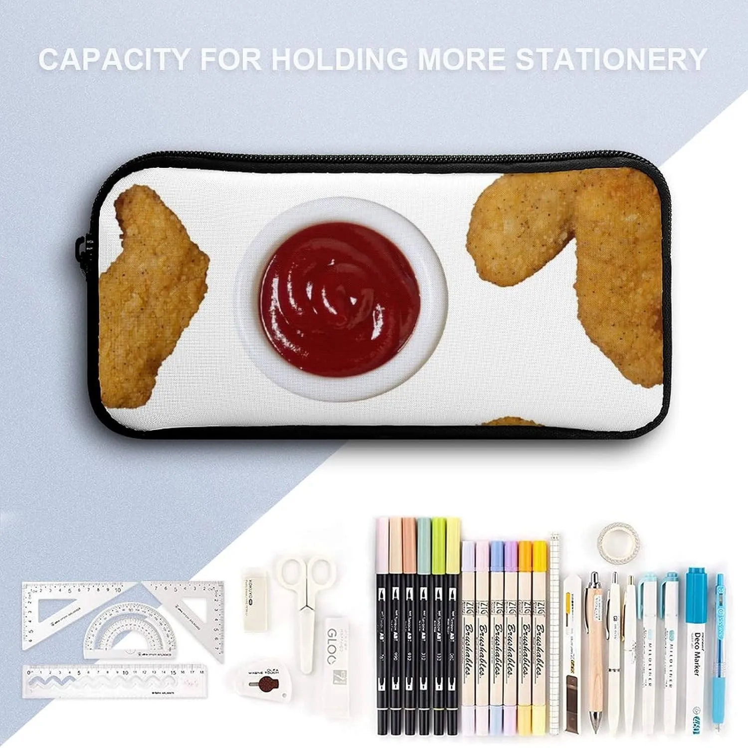 Fried Chicken Nuggets Shoulder Backpack Diagonal Lunch Bag Pencil Case Set