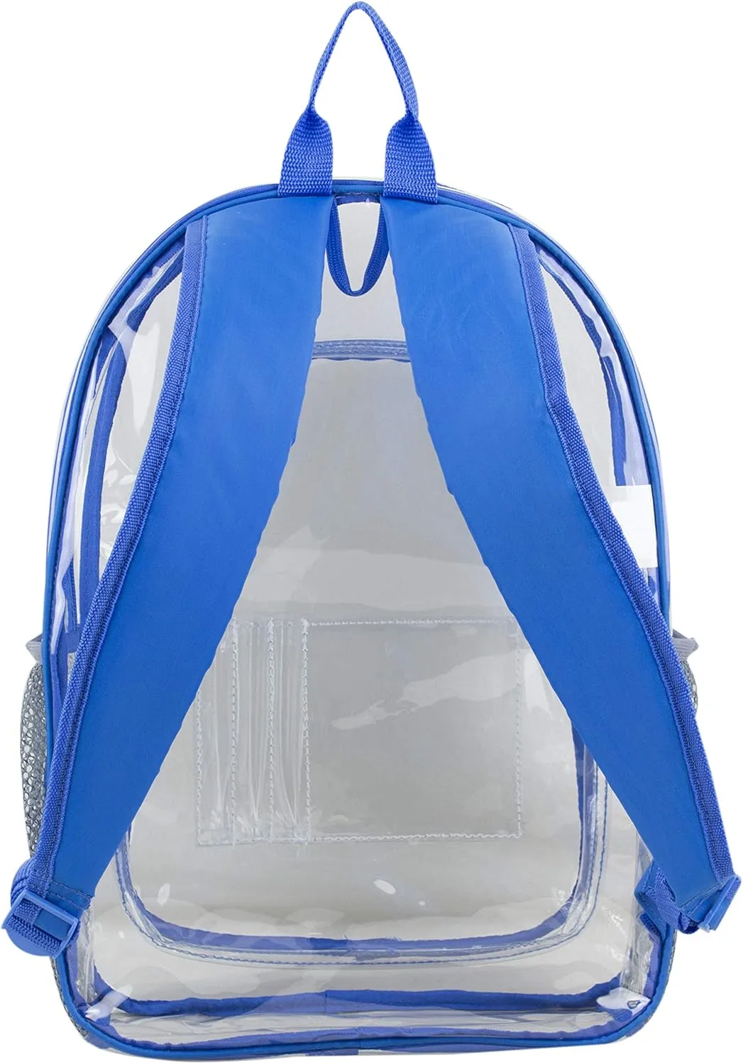 Fuel Hiking Clear Backpack and Drawstring Strings Bags Set for College Bookbag, Work, Sport, Security Check, Transparent, Royal Blue