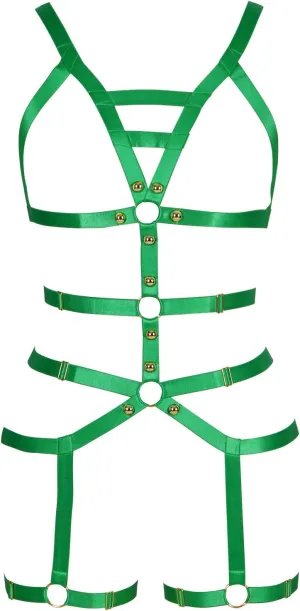 Full Cage for Women Body Harness Bar Garter Set Festival Rave Dance Photography Punk Gothic Belt Stretchy Fabric