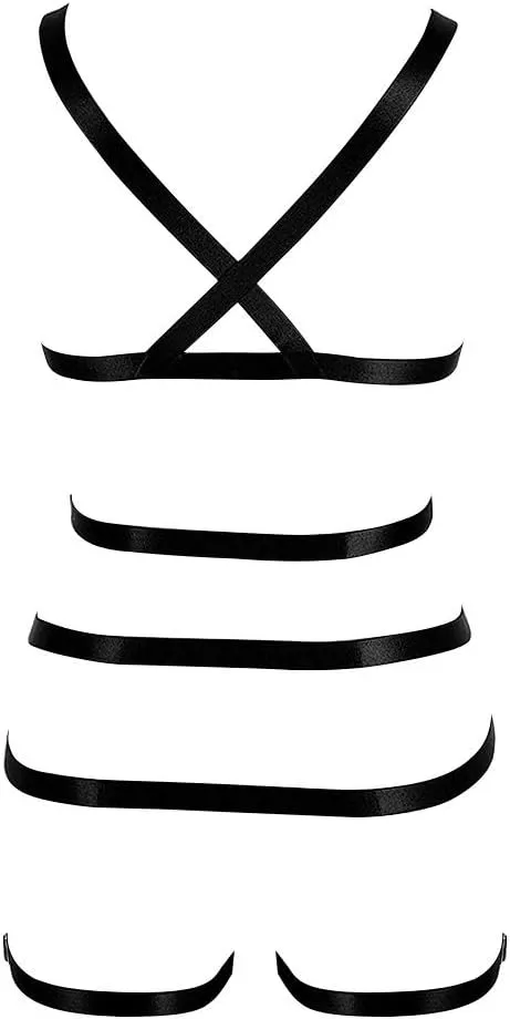 Full Cage for Women Body Harness Bar Garter Set Festival Rave Dance Photography Punk Gothic Belt Stretchy Fabric