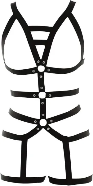 Full Cage for Women Body Harness Bar Garter Set Festival Rave Dance Photography Punk Gothic Belt Stretchy Fabric