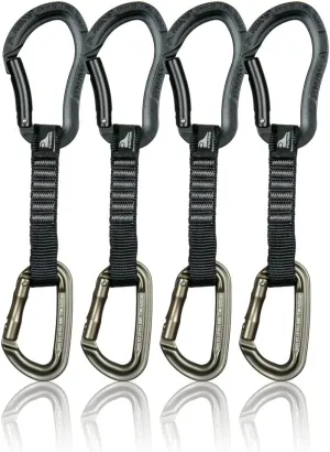 Fusion Climb 4-Pack 12cm Tactical Military Rescue Quickdraw Set with Techno Zoom Bent Gate Black/Contigua Straight Gate Brown Carabiners