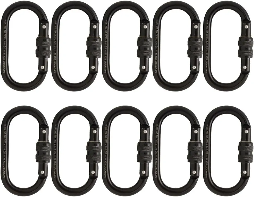 Fusion Climb OVATTI Screw Lock Carabiner - Heavy-Duty Steel, Locking Gate, Pin Nose, Oval Shape | Industrial Strength and Superior Stability | CE EN 12275
