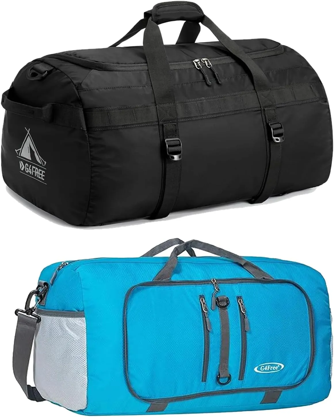 G4Free Gym Bag for Women Men 45L Duffle Backpack with Shoe Compartment Water Resistant  40L Travel Weekender Bag, Black Blue