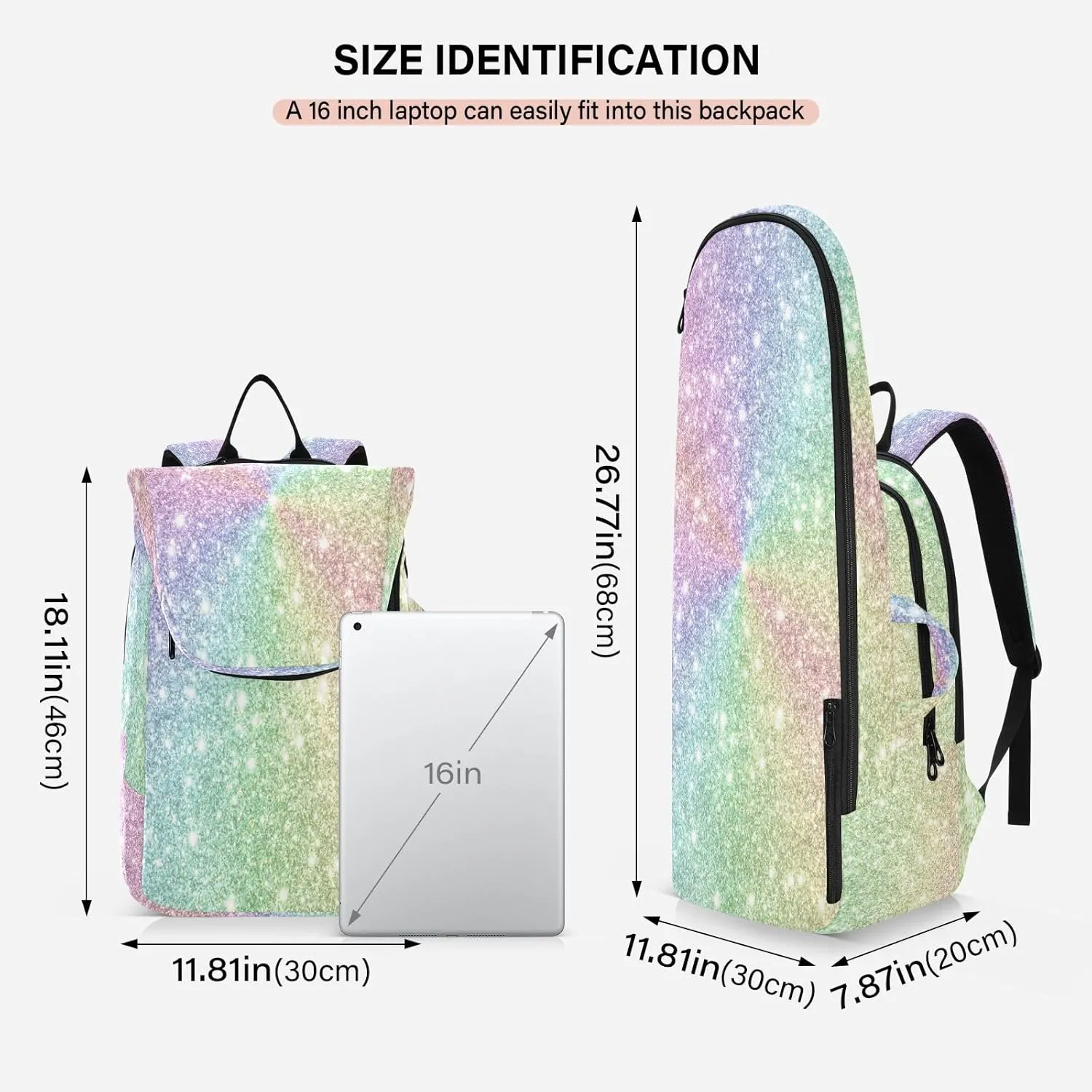 GAIGEO Yellow Amethyst Gradient Ombre Racket Bag, Multilayer Design Tennis Ball Bag, Sports and Daily Use