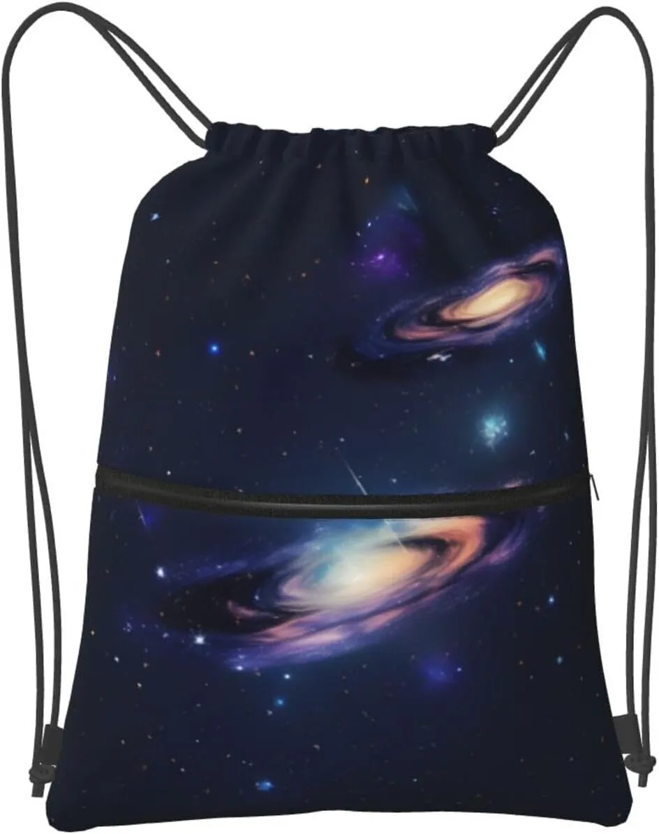 Galaxy In The Universe Drawstring Backpack String Cinch Bag For Fitness Workout, Daily Commute, Travel