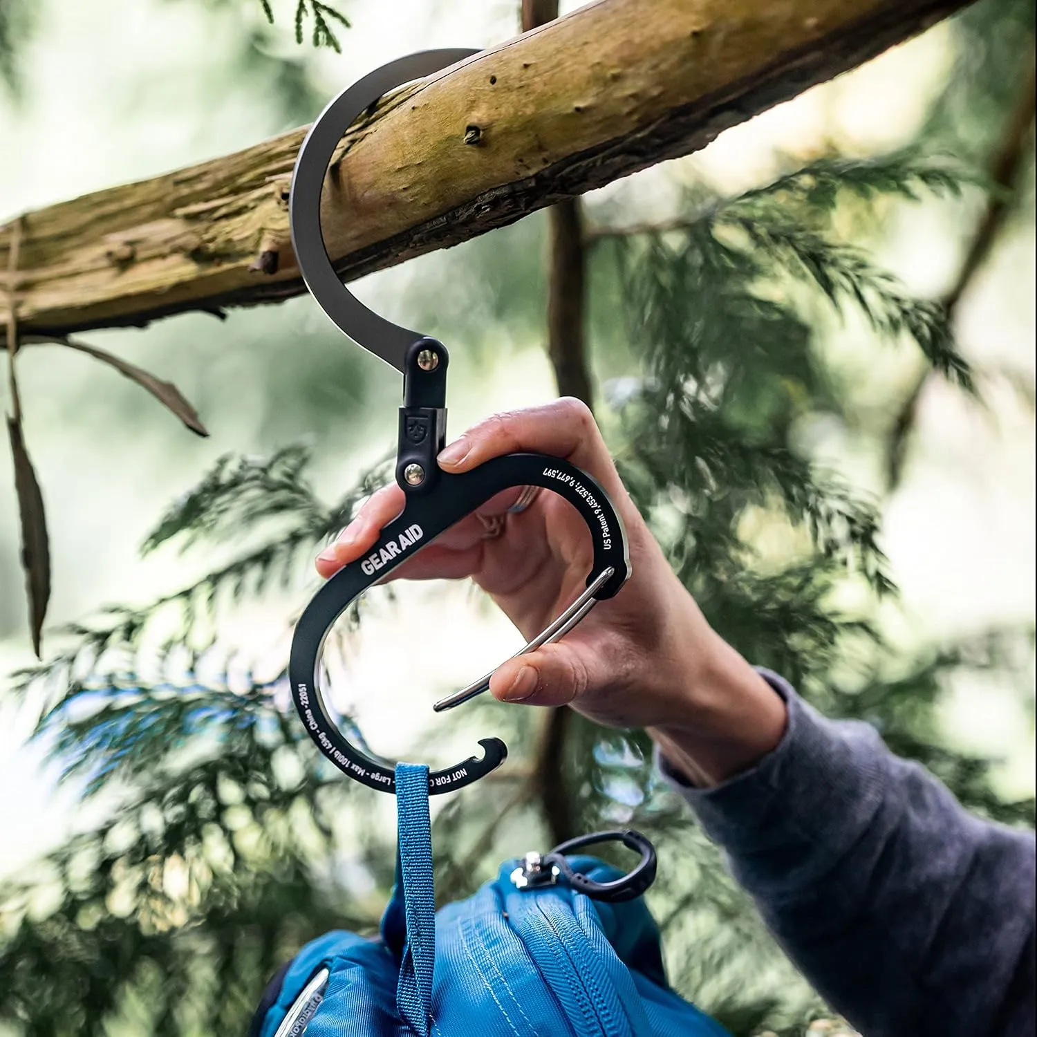 GEAR AID HEROCLIP (Large) Carabiner Gear Clip and Hook for Hanging Heavy Duty Items, Camping Backpacks, Suitcases, Kayaks, Bicycles, Garage Organization and More