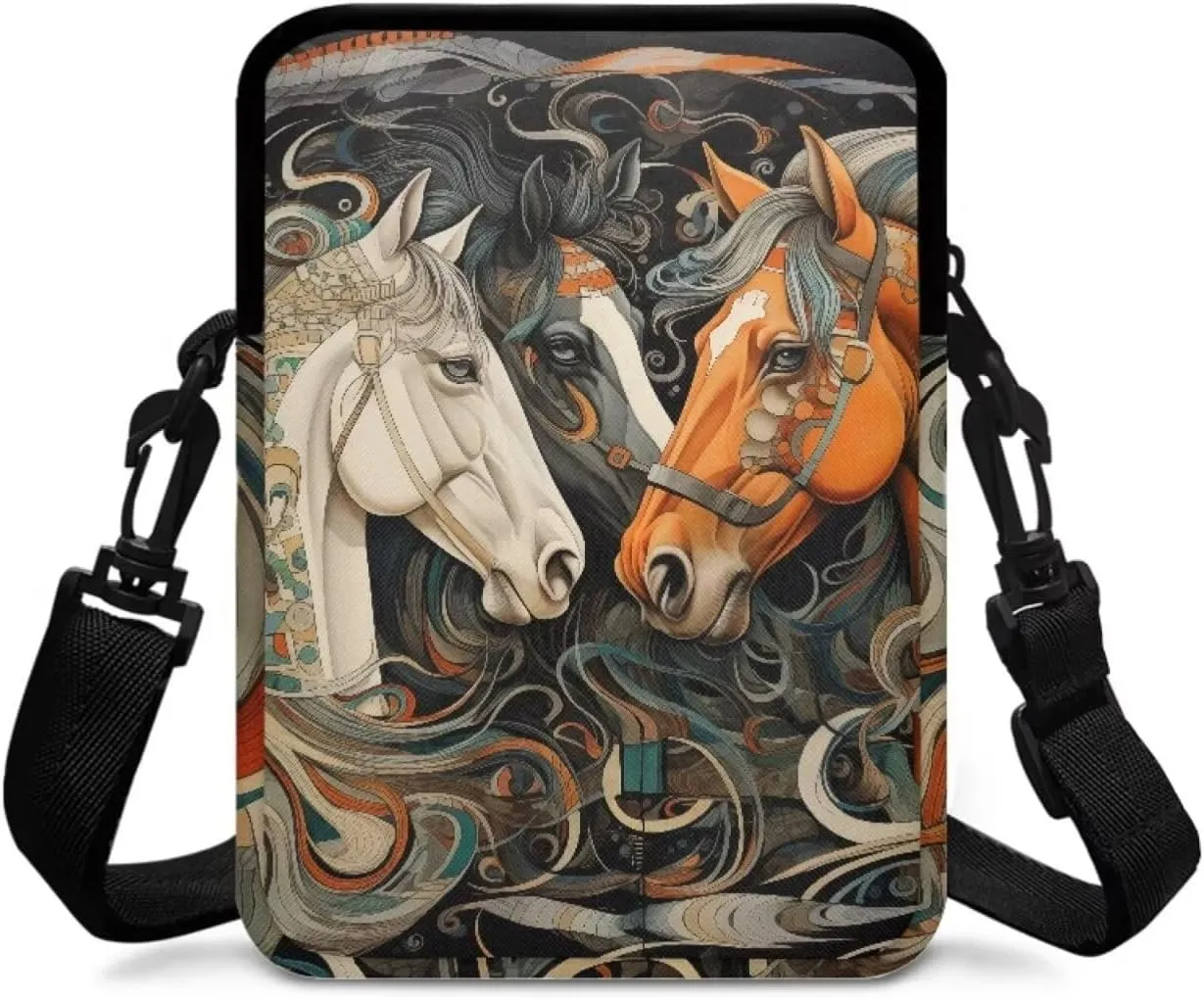Girls Crossbody Shoulder Bag with Zipper, 2 Layer Messenger Bags for Women Men