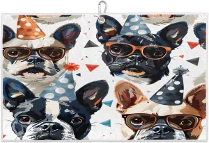 Glasses Dogs Golf Towel with Heavy Duty Carabiner Ultra Absorbent Quick Dry Perfect for Cleaning Clubs Balls Gear Essential Golf Accessory for Men Women Kids