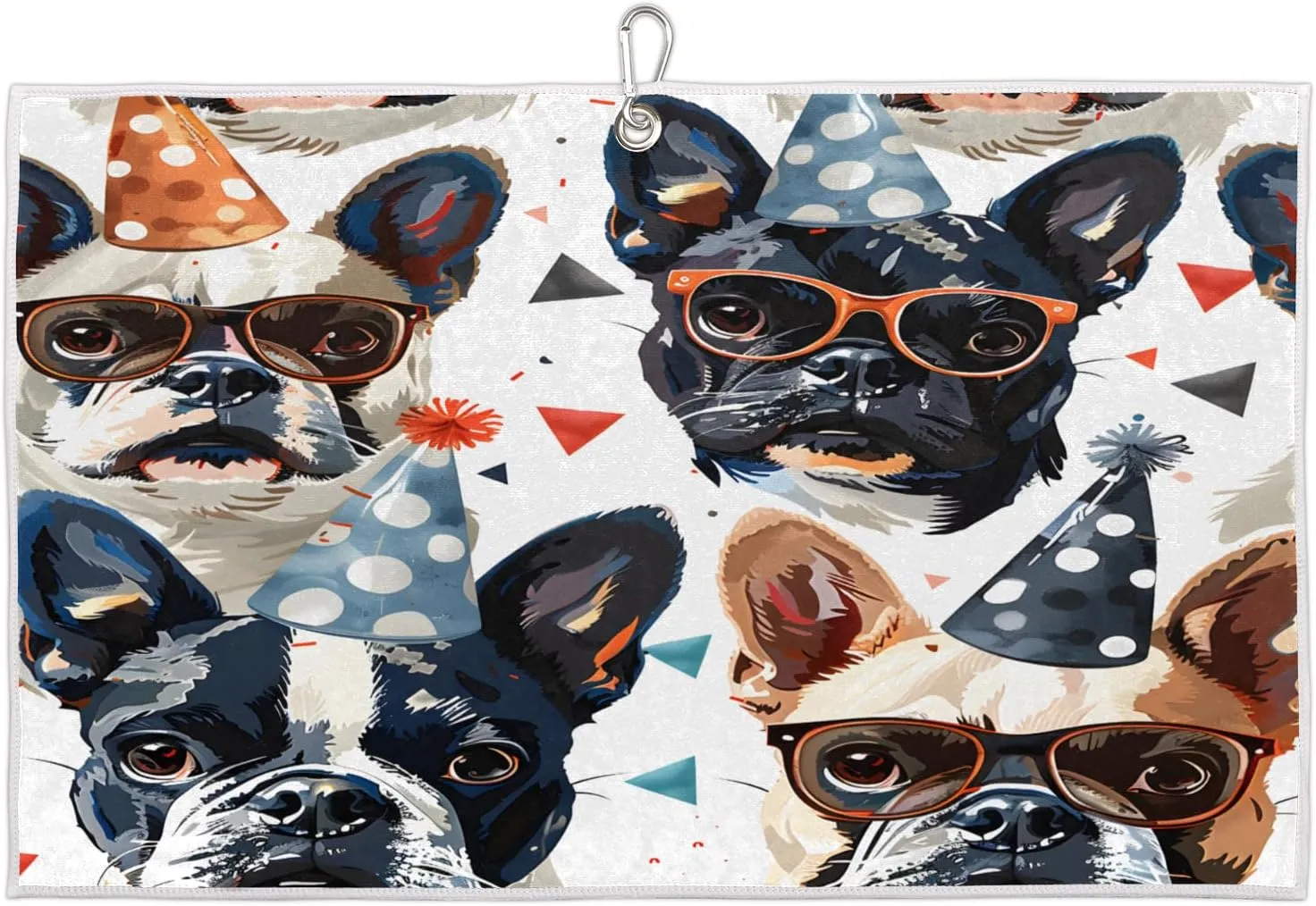 Glasses Dogs Golf Towel with Heavy Duty Carabiner Ultra Absorbent Quick Dry Perfect for Cleaning Clubs Balls Gear Essential Golf Accessory for Men Women Kids