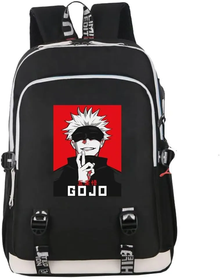 Gojo Satoru Backpack Anime Backpack Daypack Book Bag (Black 05)