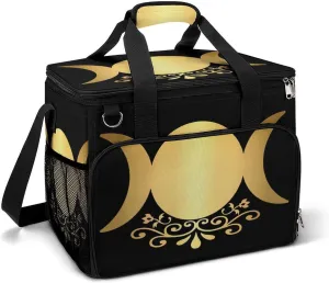 Gold Triple Moon Goddess Cooler Bag, Collapsible Soft Sided Cooler, Large Leakproof Camping Cooler, Portable Travel Cooler for Camping, Road Trips