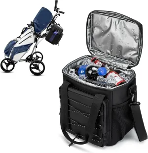 Golf Cart Cooler Bag, 12 Cans Capacity Insulated Leak Coolers Bag, Multiple Accessory Pockets, Collapsible Soft Portable Cooler Bag, Suitable for Golf carts and pushchairs