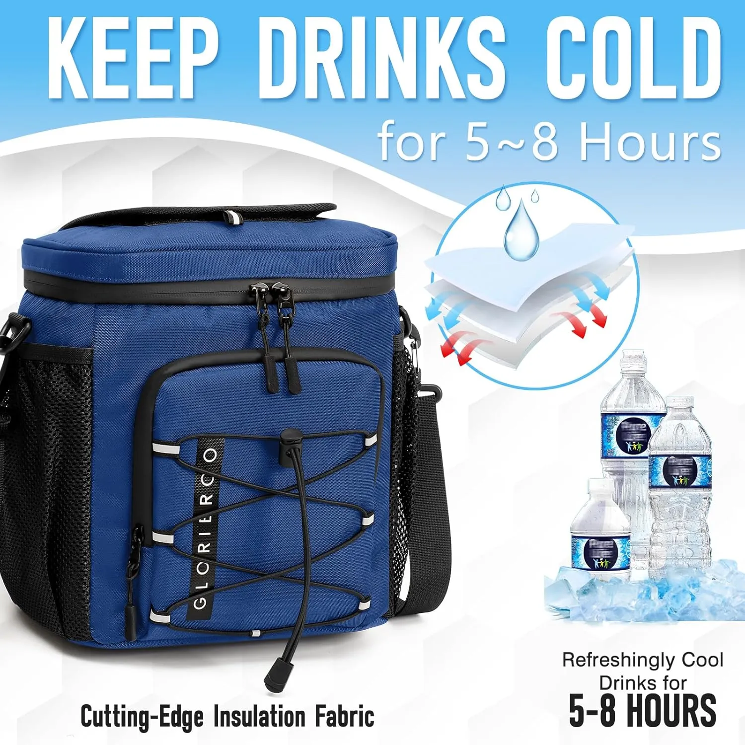 Golf Cart Cooler Bag Insulated - 12-Can Leakproof Soft Cooler Bag with Hook-and-Loop Lid, Waterproof Zippers, and Multi-Pockets for Accessories; Fits on Golf Push Cart