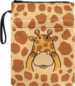 Gomyblomy Giraffe Book Dust Bag with Zippered Washable Book Protector, Lightweight Carry Bag for Paperbacks, Size 11.4 X 8.7 Inches