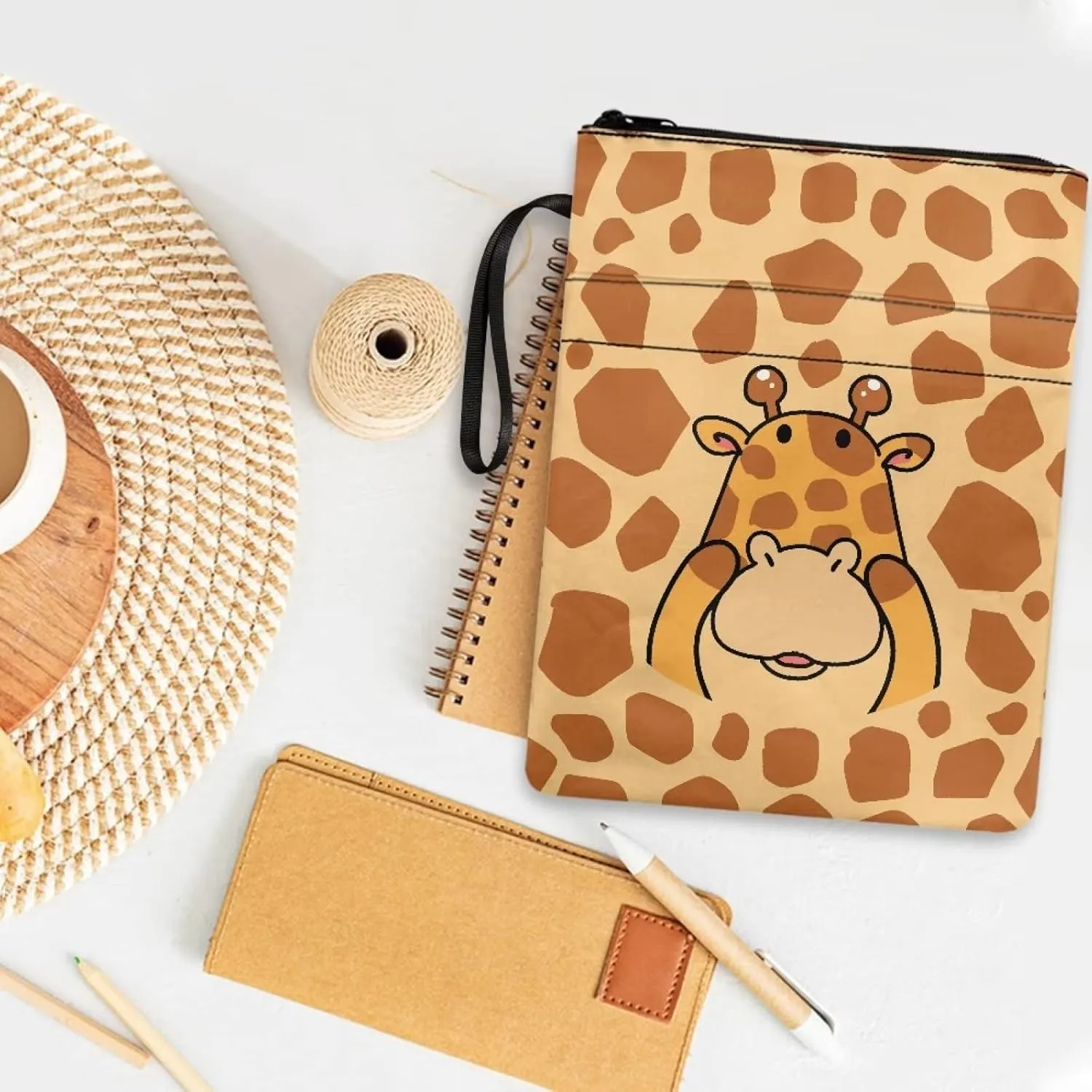 Gomyblomy Giraffe Book Dust Bag with Zippered Washable Book Protector, Lightweight Carry Bag for Paperbacks, Size 11.4 X 8.7 Inches