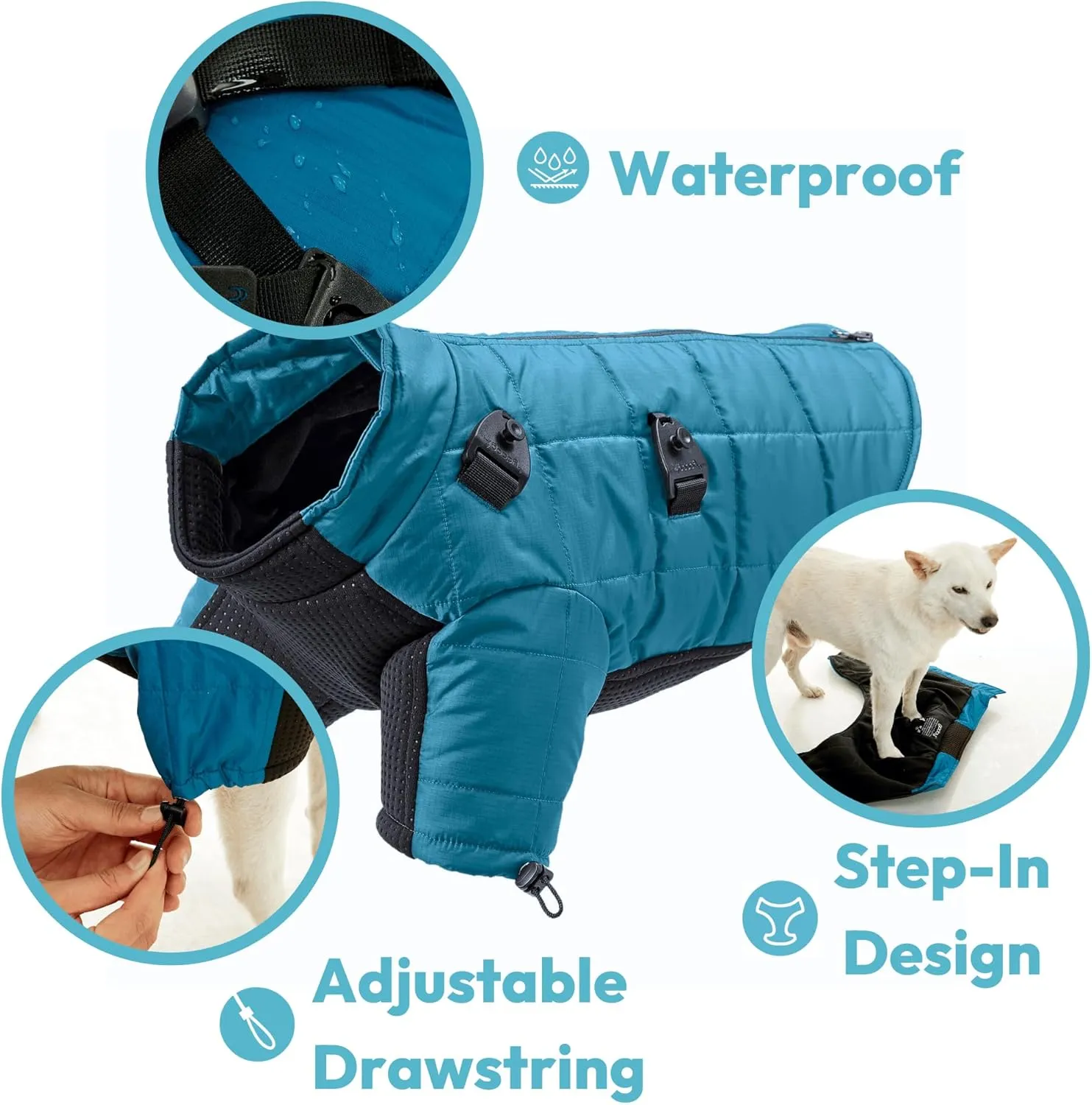 Gooby Alpine Explorer - Olive Branch, Large - Waterproof Jacket with Cross Lock Converter for Small Dog and Medium Dog