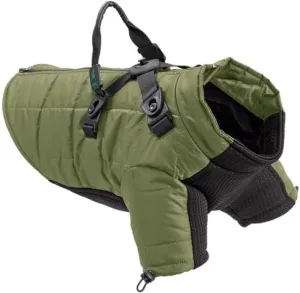 Gooby Alpine Explorer - Olive Branch, Large - Waterproof Jacket with Cross Lock Converter for Small Dog and Medium Dog
