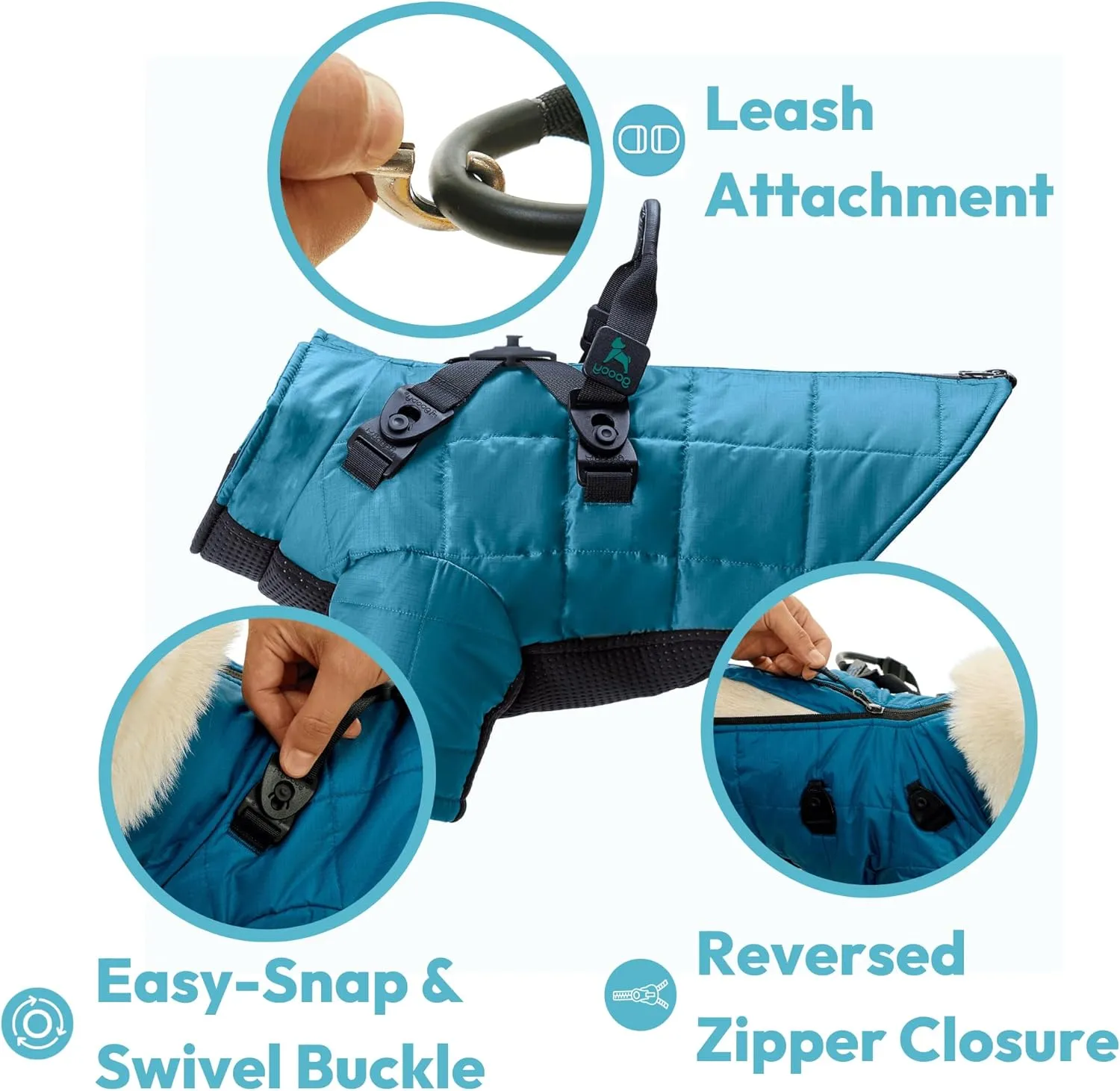 Gooby Alpine Explorer - Olive Branch, Large - Waterproof Jacket with Cross Lock Converter for Small Dog and Medium Dog