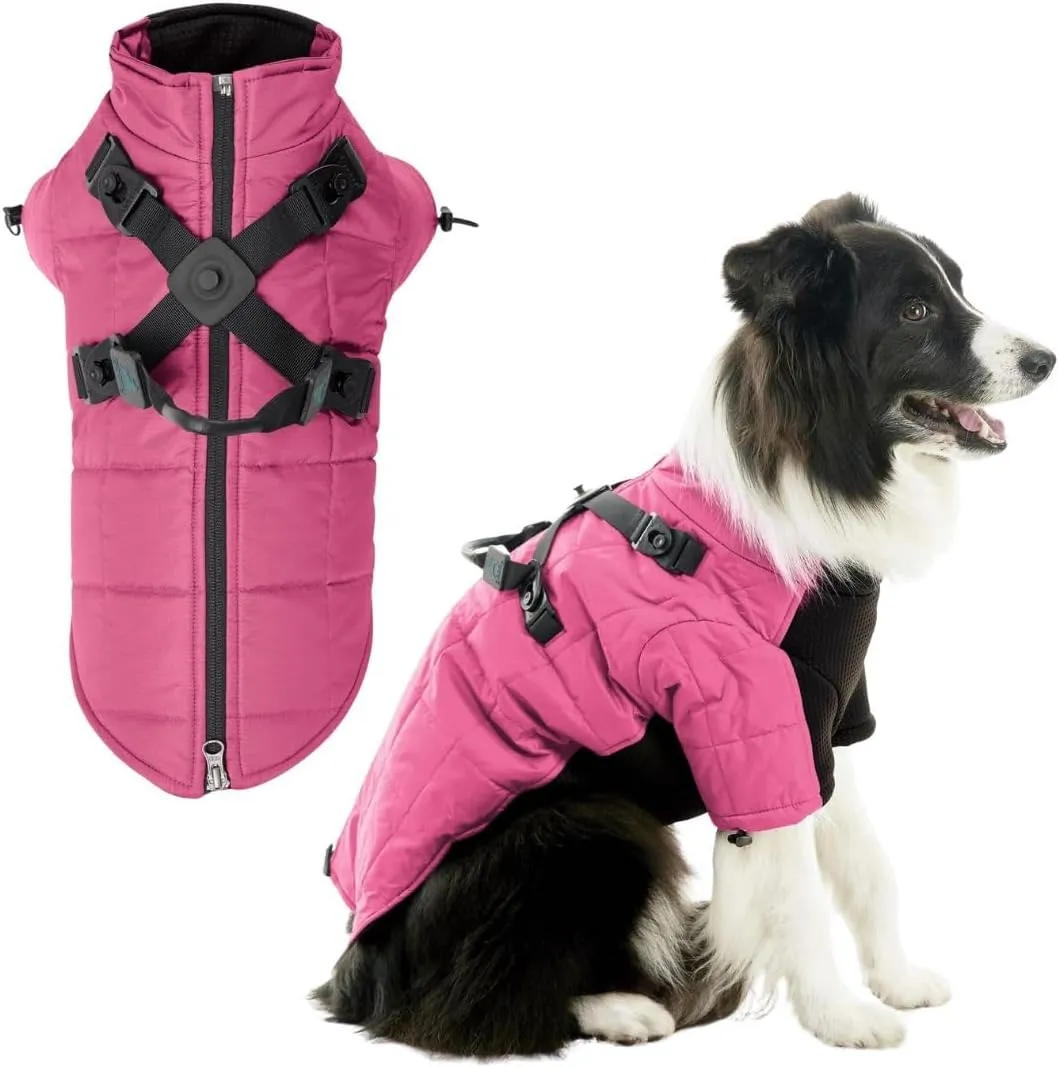 Gooby Alpine Explorer - Raspberry Rose, Large - Waterproof Jacket with Cross Lock Converter for Small Dog and Medium Dog