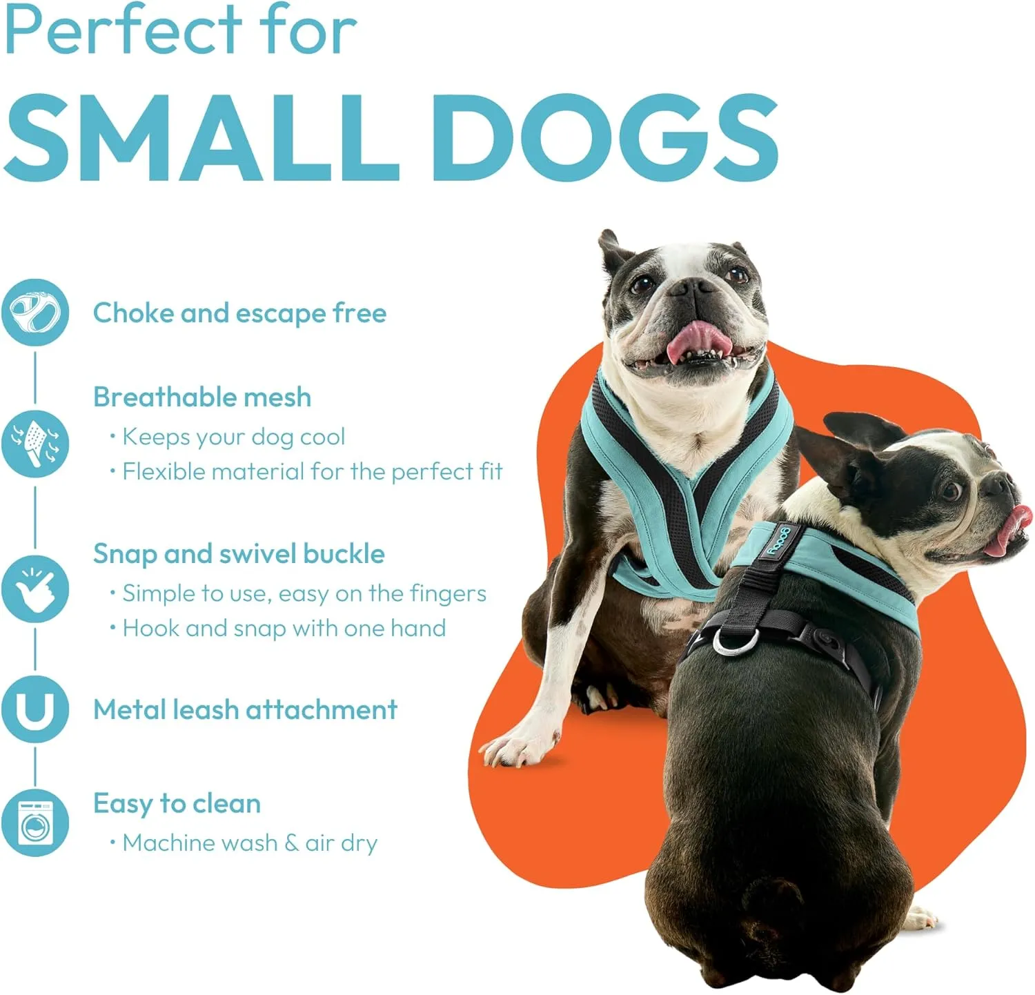 Gooby Comfort X One Dog Harness - Head-in Dog Harness for Small & Medium Sized Dogs - Escape-Free & Choke Free - Breathable Mesh, Shock Absorbing, Easy Snap & Swivel Buckles - Atlanta Peach, X-Large