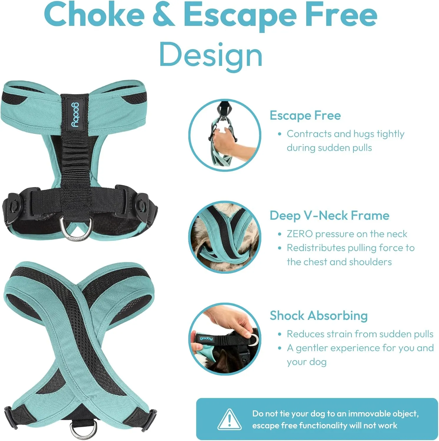Gooby Comfort X One Dog Harness - Head-in Dog Harness for Small & Medium Sized Dogs - Escape-Free & Choke Free - Breathable Mesh, Shock Absorbing, Easy Snap & Swivel Buckles - Seattle Blue, X-Large