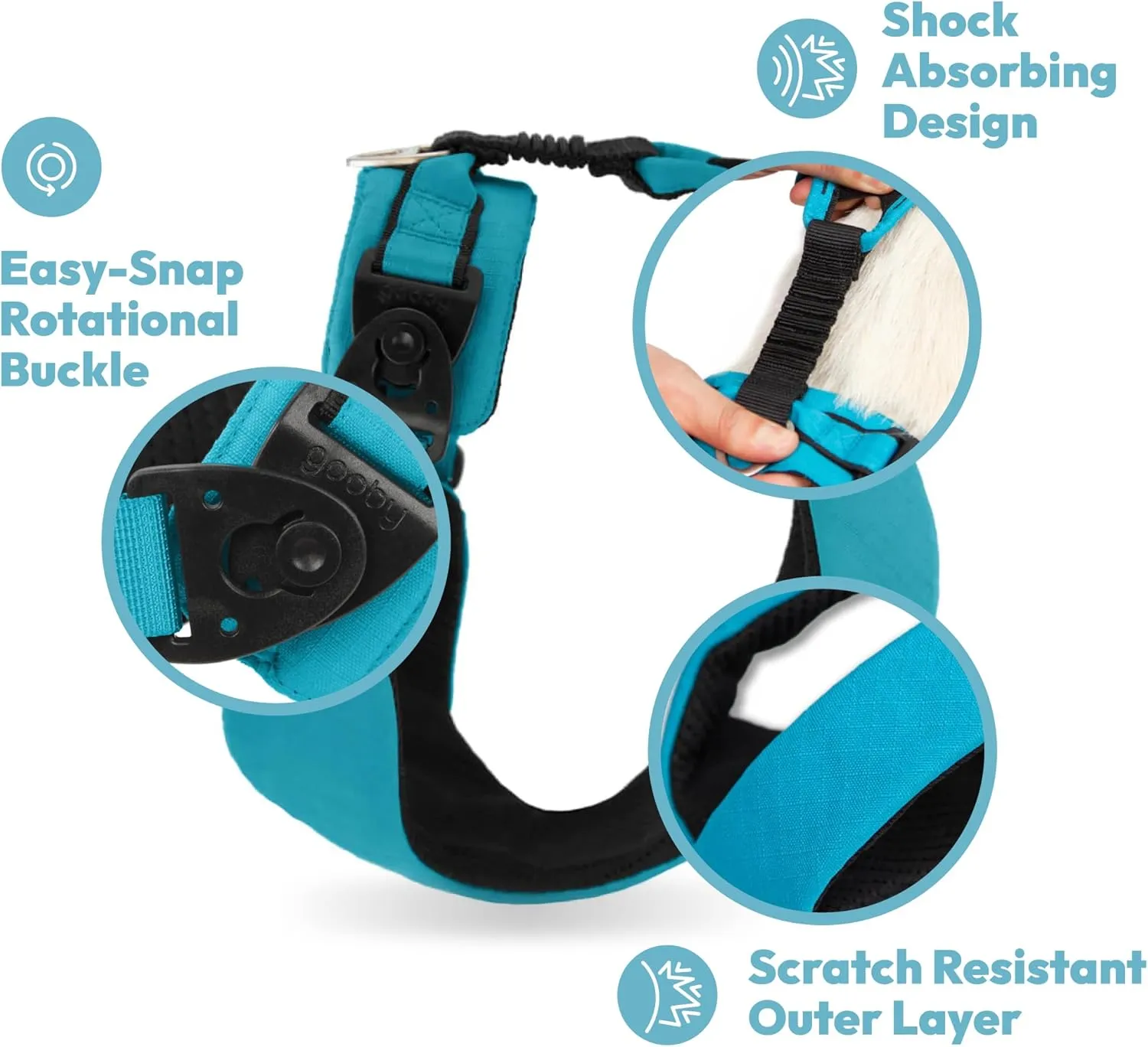 Gooby Lite Gear Z Harness - Scratch Resistant Ergonomic Harness with Shock Absorption - Head-in Harness for Small or Medium Dogs