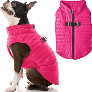 Gooby Puffer Vest Dog Jacket - Pink, Medium - Ultra Thin Zip Up Wind Breaker with Dual D Ring Leash - Water Resistant Small Dog Sweater Coat - Dog Clothes for Small Dogs Boy or Medium Dogs, (18")