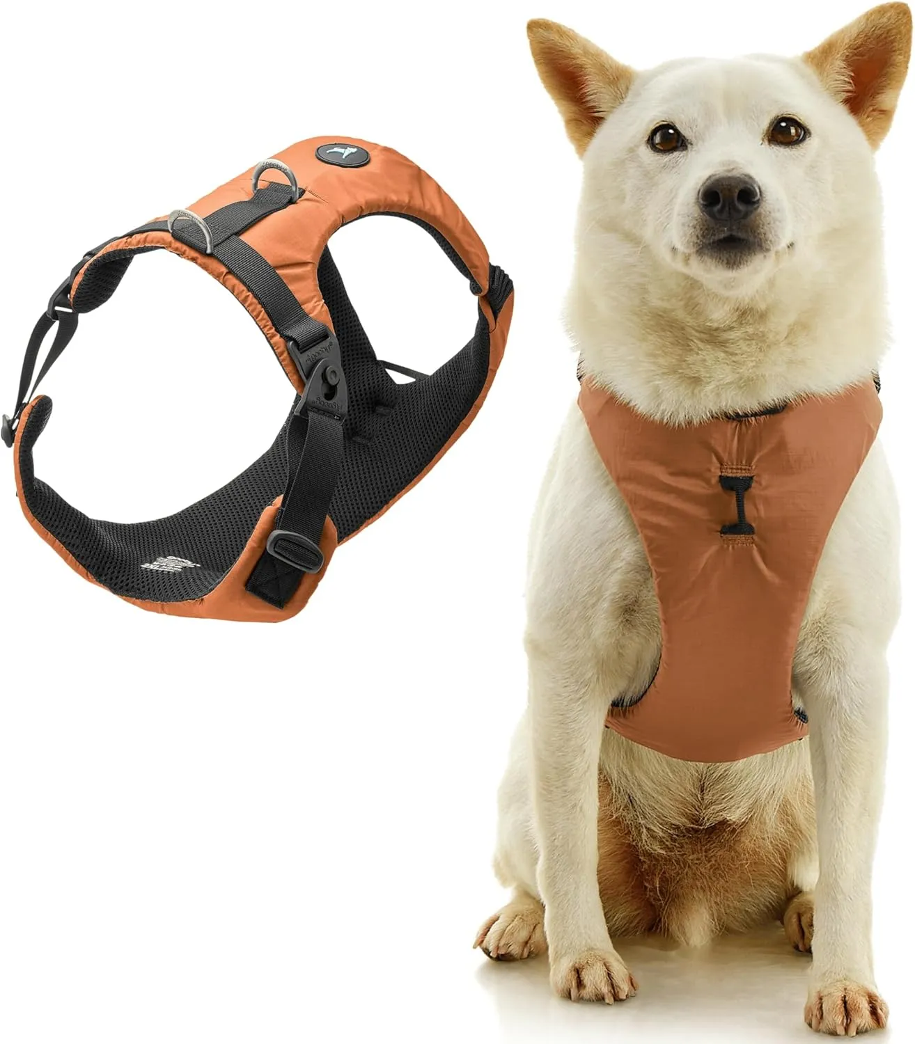 Gooby Trailblazer Harness - Adobe, X-Large - Shock Absorbing Dog Harness with No Pull Front and Dual Back Clips for Small Dog and Medium Dog