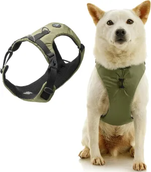 Gooby Trailblazer Harness - Olive Branch, X-Small - Shock Absorbing Dog Harness with No Pull Front and Dual Back Clips for Small Dog and Medium Dog