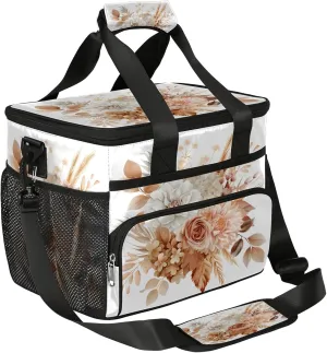Gossamer Flower Soft Sided Cooler Bag, 20 Cans Insulated Leak Proof Cooler Bag with Hard Bottom Fragrant Flower Portable Lightweight Cooler Picnic Cooler Lunch Tote Bag for Travel Camping