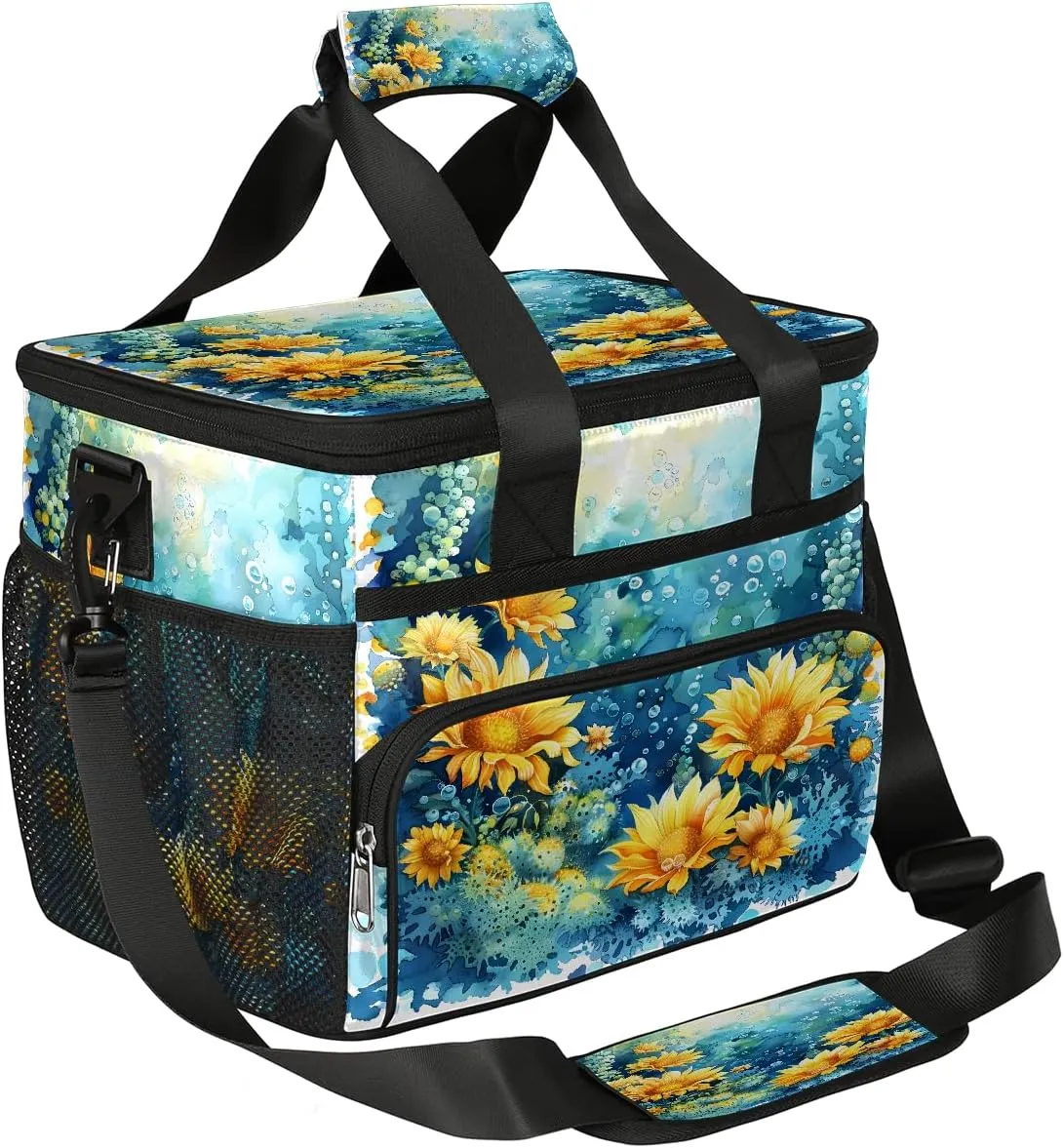 Gossamer Flower Soft Sided Cooler Bag, 20 Cans Insulated Leak Proof Cooler Bag with Hard Bottom Radiant Flower Portable Lightweight Cooler Picnic Cooler Lunch Tote Bag for Travel Camping