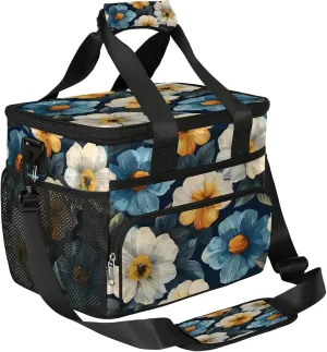 Gossamer Flower Soft Sided Cooler Bag, 20 Cans Insulated Leak Proof Cooler Bag with Hard Bottom Whimsical Flower Portable Lightweight Cooler Picnic Cooler Lunch Tote Bag for Travel Camping