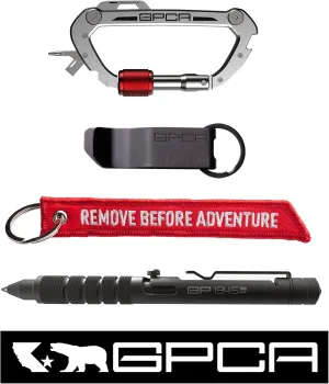 GPCA Adventurer EDC Gear Kit Deal, Includes GP Money Clip,GP 1945 Bolt Action Pen Pro,Red Key Tag, Steel Carabiner Keychain, and Night Rider Decal, Heavy-Duty Tools for Outdoors
