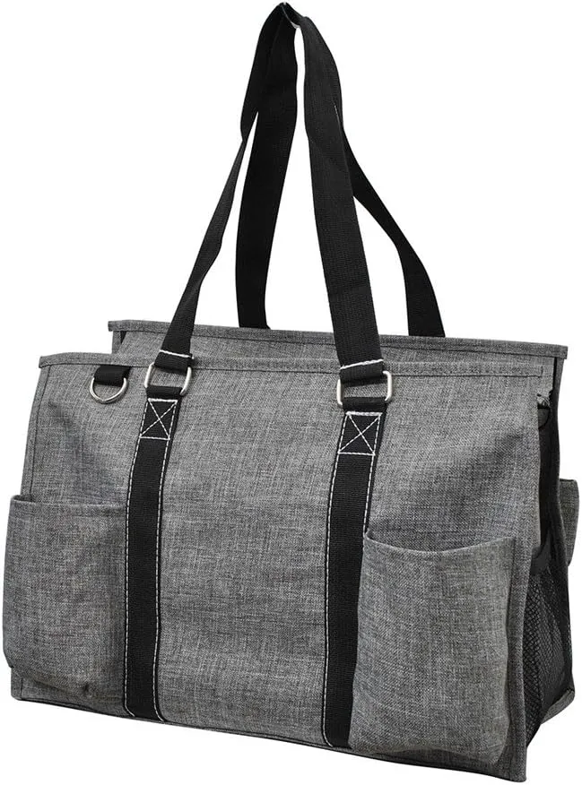 Gray Crosshatch NGIL Zippered Caddy Organizer Tote Bag