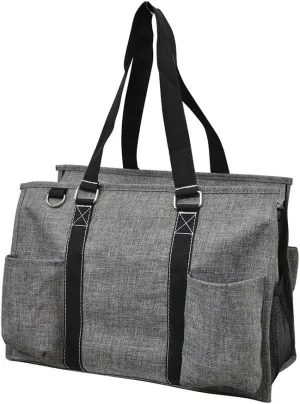 Gray Crosshatch NGIL Zippered Caddy Organizer Tote Bag