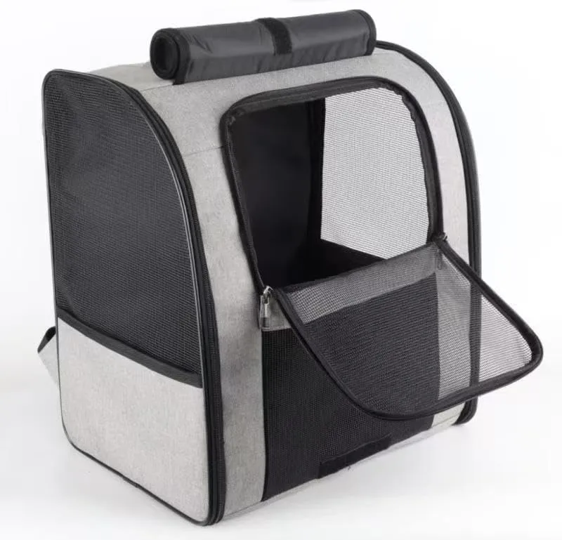 Gray Stain-Resistant Pet Bag Portable Double-Shoulder Large Capacity Ventilated Cat Dog Outdoor Backpack Universal for Cats & Dogs Travel Hiking Lightweight Pet Supplies