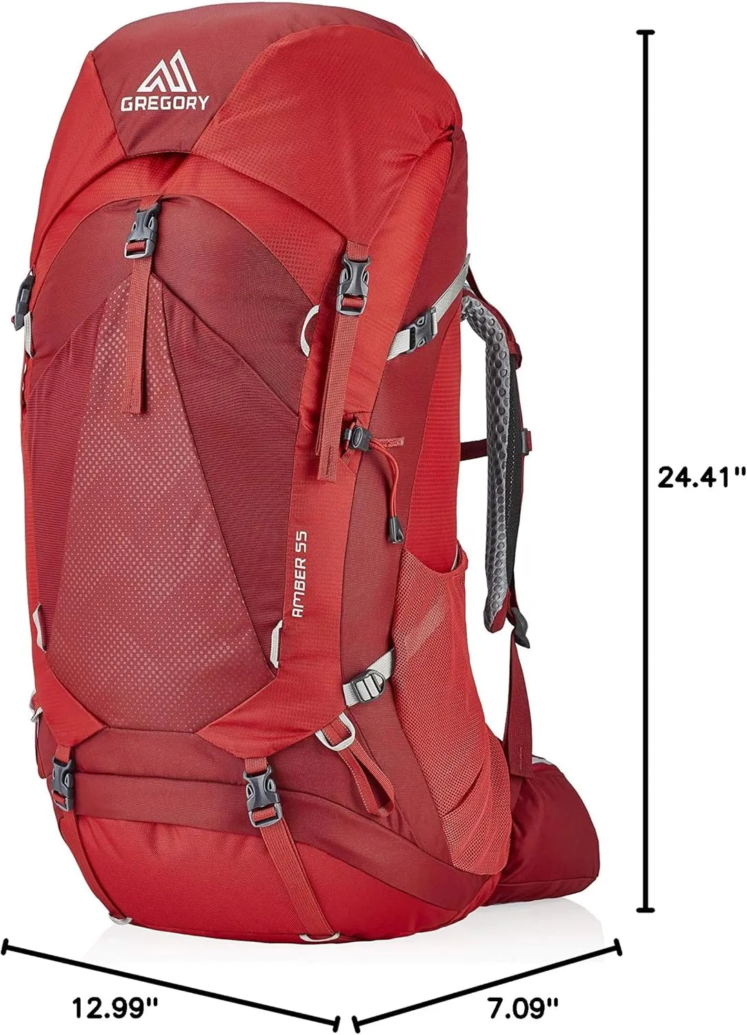 Gregory Amber 55L Women's Dayhiking/Backpacking Pack, with Breathable Backpanel and Comfort 3d Waistbelt, Raincover included, One Size Fits All, Sienna Red