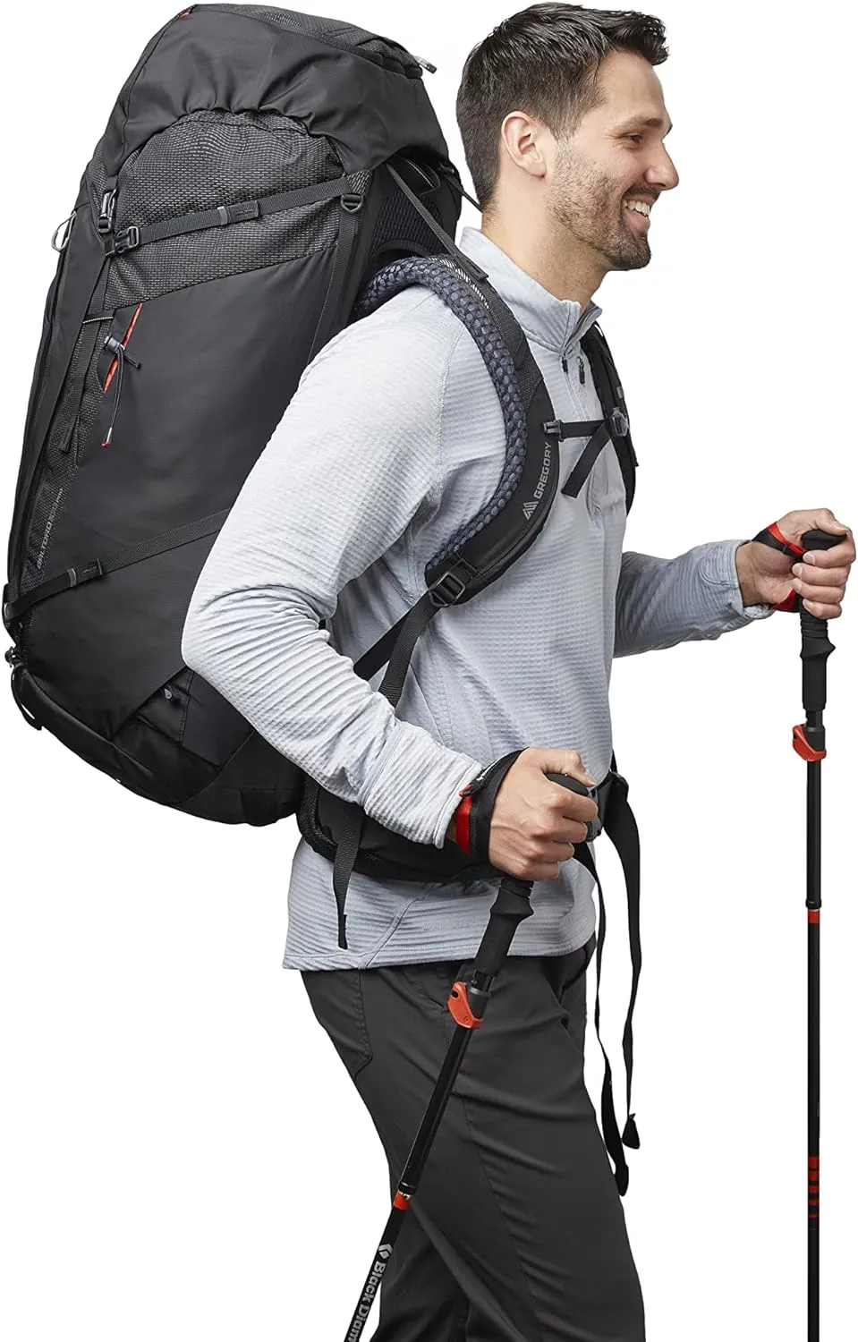 Gregory Baltoro 100L Pro Unisex Backpacking Pack with FreeFloat Suspension, AirCushion Breathable Backpanel, Medium, Lava Black