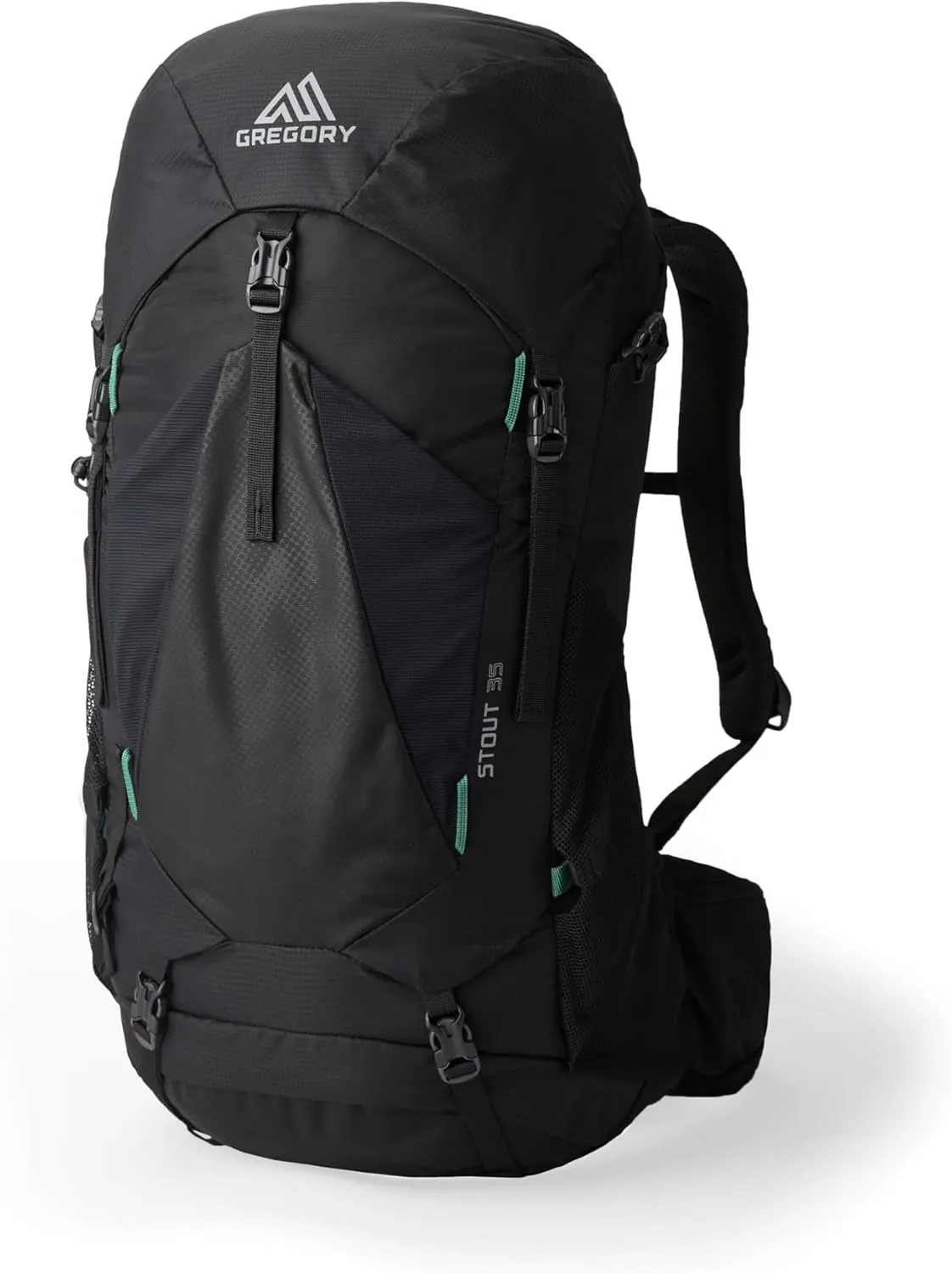 Gregory Stout 35L Unisex Backpacking Pack, Breathable Backpanel, Internal Hydration Sleeve for Water Reservoir (Bladder Not Included), One Size Fits All, Forest Black
