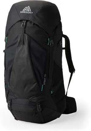 Gregory Stout 70L Unisex Backpacking Pack, Breathable Backpanel, Internal Hydration Sleeve for Water Reservoir (Bladder Not Included), One Size Fits All, Forest Black