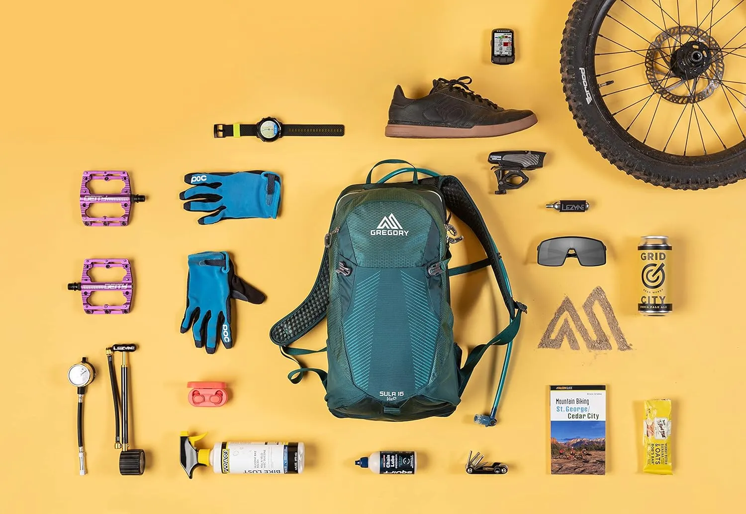 Gregory Sula 16L H2O Unisex Day Hiking/Backpacking Hydration/Mountain Biking Backpack, 3L Water Reservoir/Bladder Included, One Size Fits All, Antigua Green