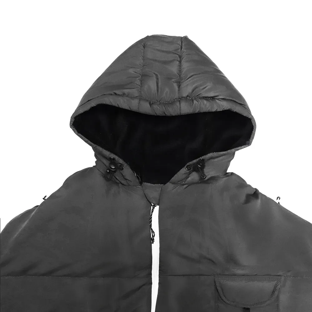 Grey Fur Lined Sleevless Sleeping Bag Jacket S-L