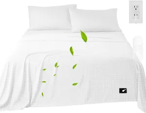 Grounding Sheets Queen Size 10% Silver Fiber Grounding Flat Sheet for Bed Sleeping Therapy with Grounding Cord,Grounding Mat for Bed 90% Organic Cotton (White, 60x80 inch/Queen)