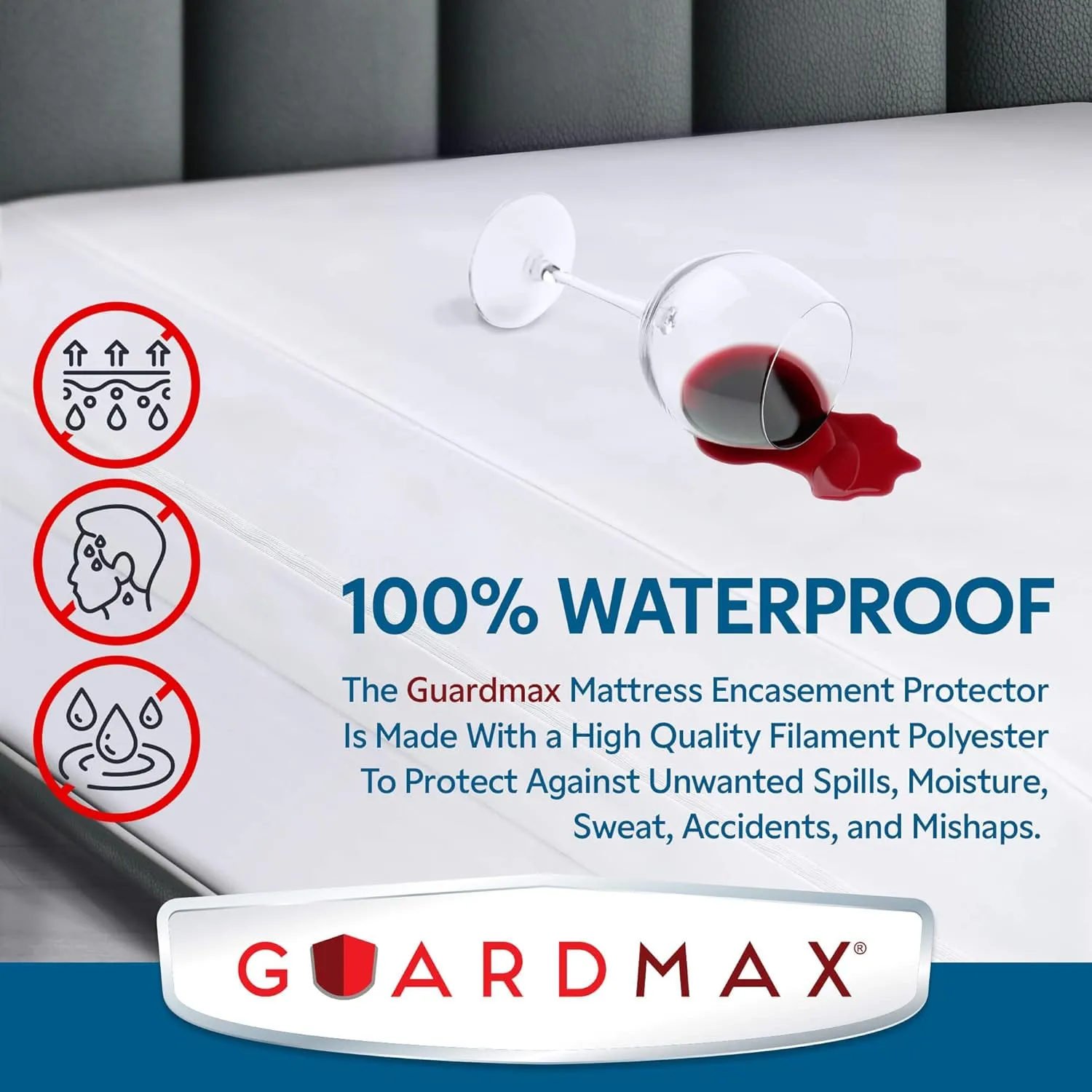 Guardmax Jersey Knitted Cot Size Zippered Mattress Encasement - Waterproof & Bed Bug Proof Mattress Protector - Comfortable, Soft, and Noiseless Zippered Bedding - Dust Mite Proof (33 x 75 x 10)