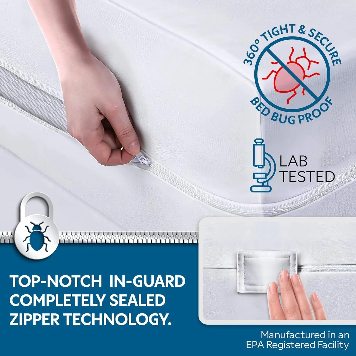 Guardmax Jersey Knitted Cot Size Zippered Mattress Encasement - Waterproof & Bed Bug Proof Mattress Protector - Comfortable, Soft, and Noiseless Zippered Bedding - Dust Mite Proof (33 x 75 x 10)