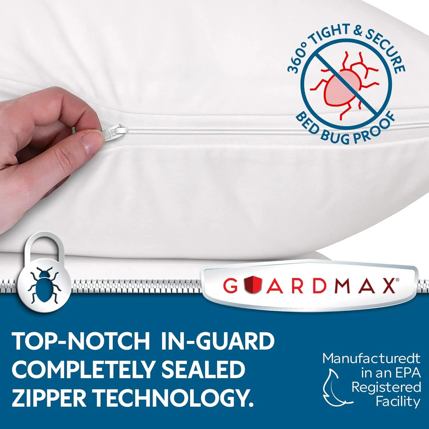 Guardmax Jersey Knitted Pillow Protector with Zipper Standard Size -12 Pack -100% Waterproof, Bed Bug Proof, Dust Mite Proof, & Hypoallergenic Pillow Covers - Premium Zippered Pillow Cases. (20 X 26)