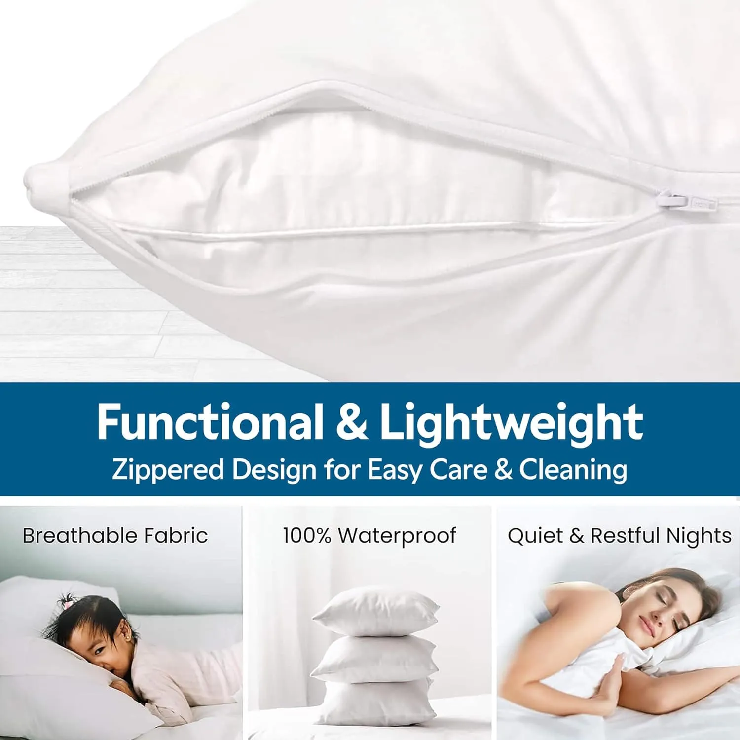 Guardmax Jersey Knitted Pillow Protector with Zipper Standard Size -12 Pack -100% Waterproof, Bed Bug Proof, Dust Mite Proof, & Hypoallergenic Pillow Covers - Premium Zippered Pillow Cases. (20 X 26)
