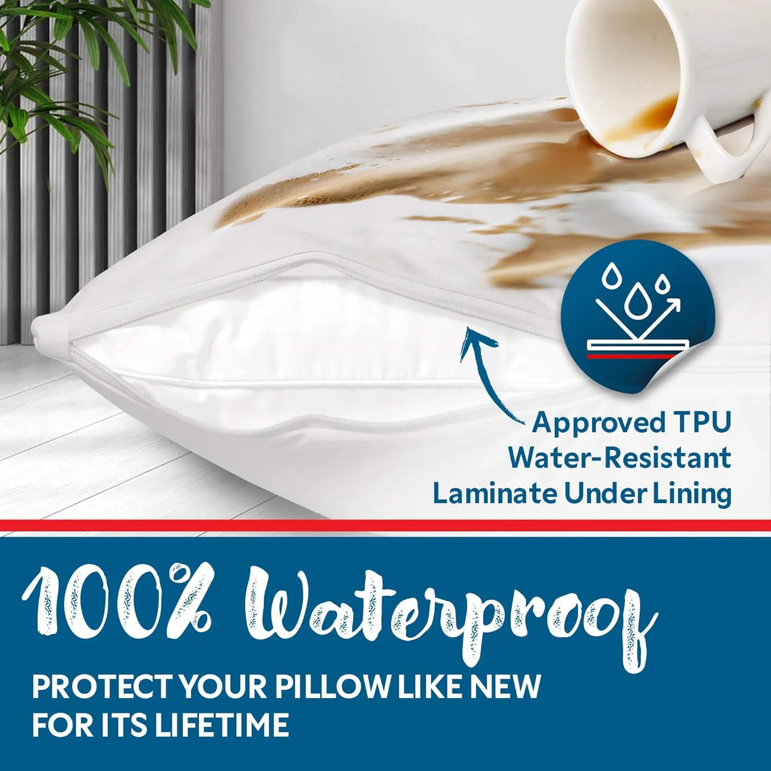 Guardmax Jersey Knitted Pillow Protector with Zipper Standard Size -12 Pack -100% Waterproof, Bed Bug Proof, Dust Mite Proof, & Hypoallergenic Pillow Covers - Premium Zippered Pillow Cases. (20 X 26)